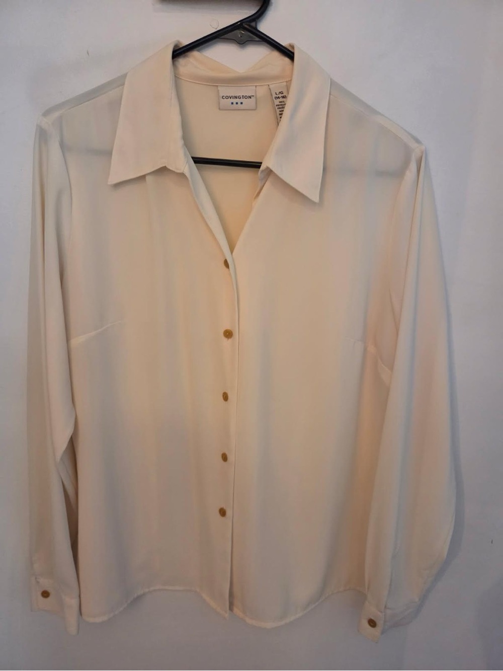 Covington Cream Button-Front Long Sleeve Blouse